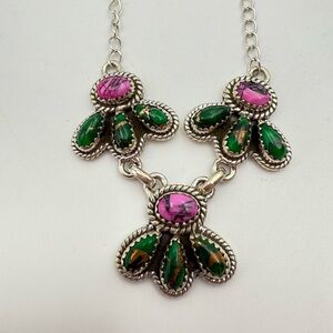 Cherry Blossom Dahlia and Irish Dahlia Sterling Silver Necklace